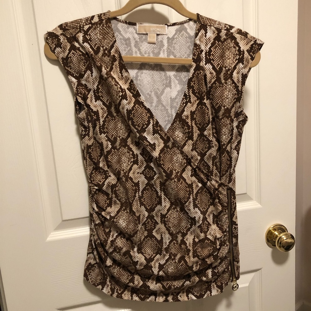 Michael Kors Snake Print Ruched Blouse